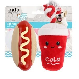 NWT Small dog toys All For Paws Little Buddy Ball Parc Snacks hot dog cola